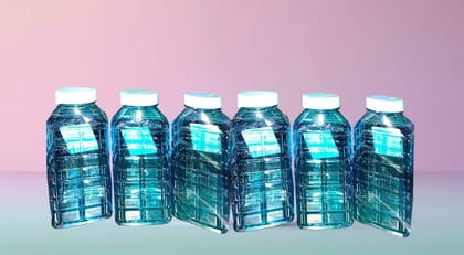 Plastic Water Bottles, 1 Litre, Turquoise Blue, Set of 6