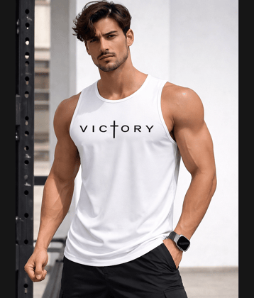 OLENE Pack of 1 Polyester Gym Vest For Men ( White )
