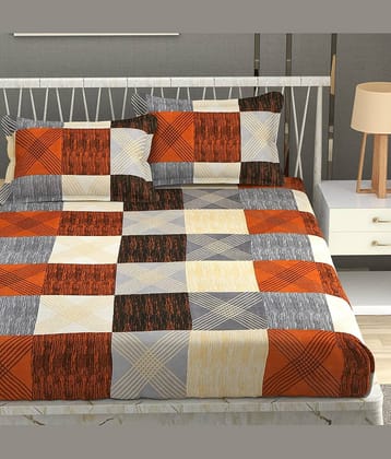 Homefab India Microfiber 1 Double Bedsheet with 2 Pillow Covers ( Brown )