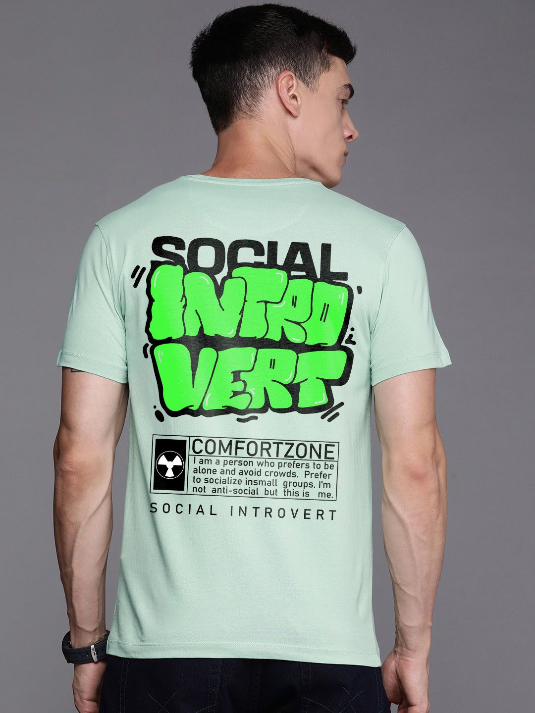 Introvert Half Sleeve T-Shirt-Mint / S
