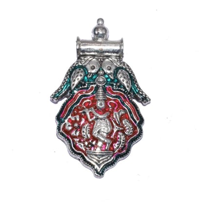 Silver Plated Enamelled Metal Pendant ,(87X37 MM) , BWEP-065-One Pcs / 87X37 MM / Silver