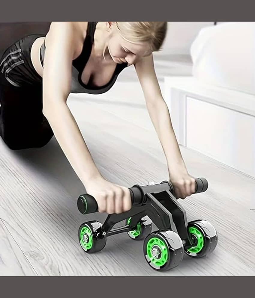 4 Wheel Ab Roller Home Gym Indoor Ab Wheel for Abs Workouts 4 Wheel Abdominal Exercise Core Workouts for Men & Women (Green) Pack of 1
