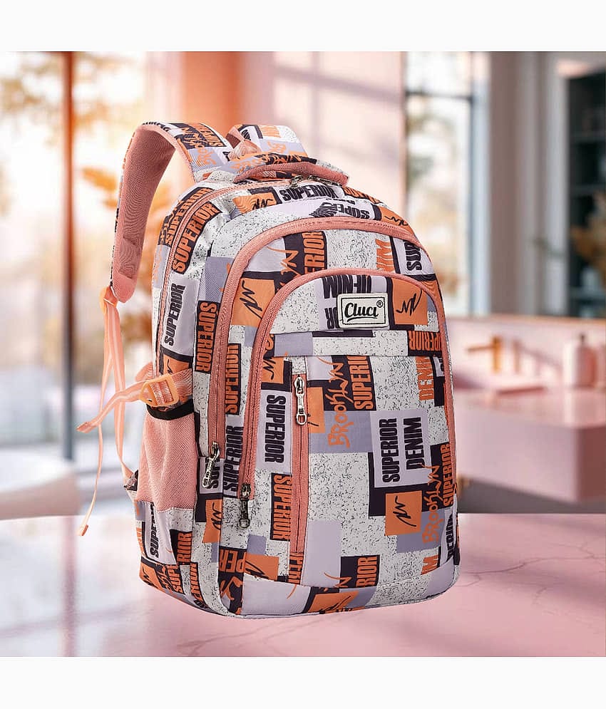 CLUCI 30 Ltrs Polyester Backpack *For Boys & Girls ( Orange )