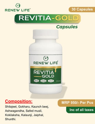 Renew Life Revitia-Gold Capsules (30 Capsules) | Immunity, Stamina & Vitality Support | Daily Wellness