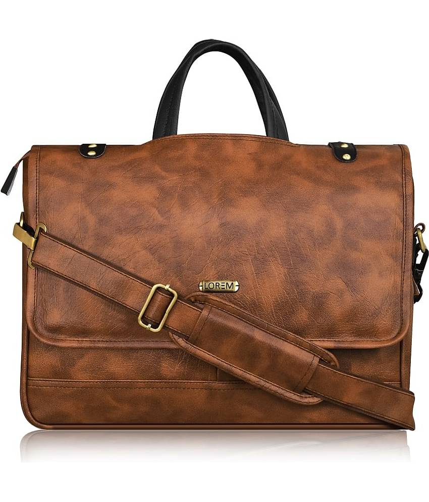 Lorem Tan Faux Leather Office Bag