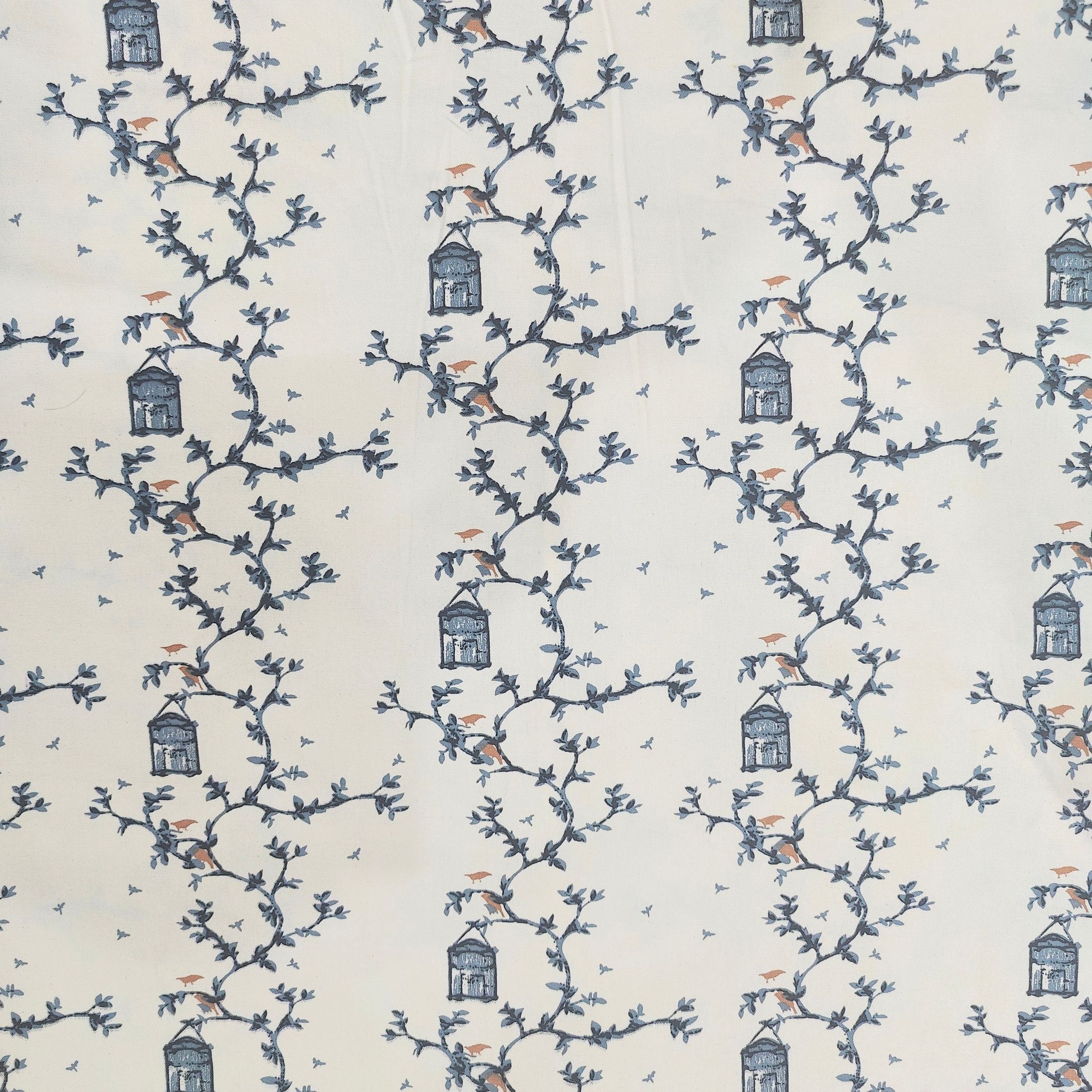 Cotton duck fabric for upholstery- bird house-1 meter