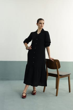 Rosetta Dress: Black-XS