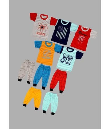 DIAMOND EXPORTER Pack of 5 Baby Boys Cotton T-Shirt & Pyjama Set ( Multicolor )