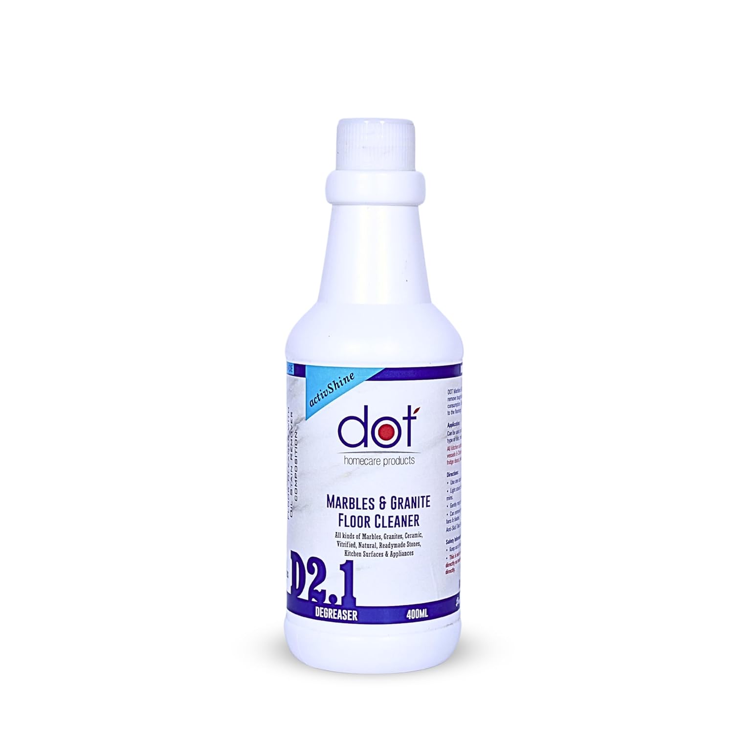 DOT Marbles, Granite Floor Cleaner 400ml | Degreaser | Indian And Imported Floorings, Fiberglass Sinks, Kitchen Surfaces, Heavy Oil Stain Remover | ARRESTS SALT FORMATION - 3 in 1 cleaner