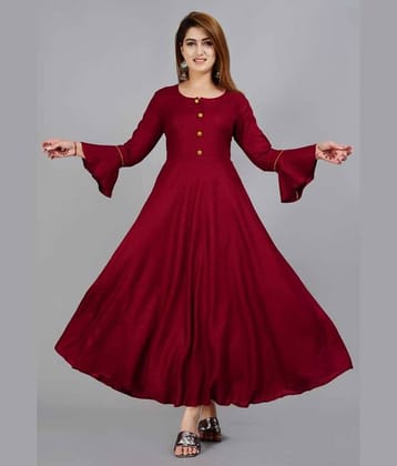NUPITAL Rayon Solid Anarkali Women's Kurti - Maroon ( Pack of 1 )
