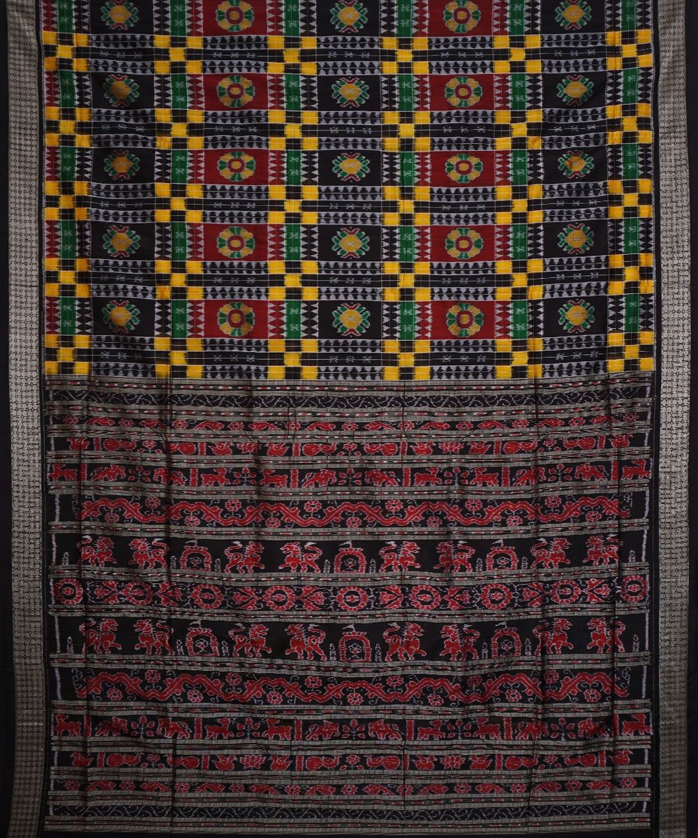 Black yellow silk handwoven utkal laxmi saree
