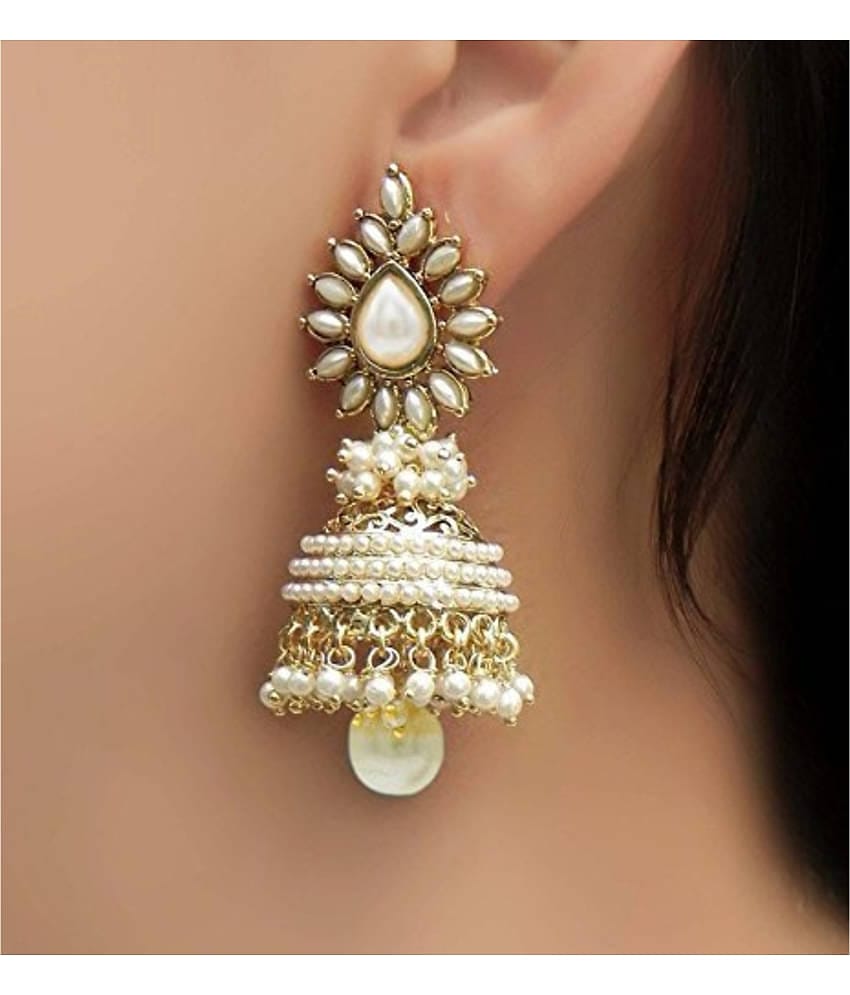 YouBella Gold Plated Stylish Jewellery Traditional Pearl Fancy Party Wear Combo of Jhumka/jhumki Earrings for Women (Gold)