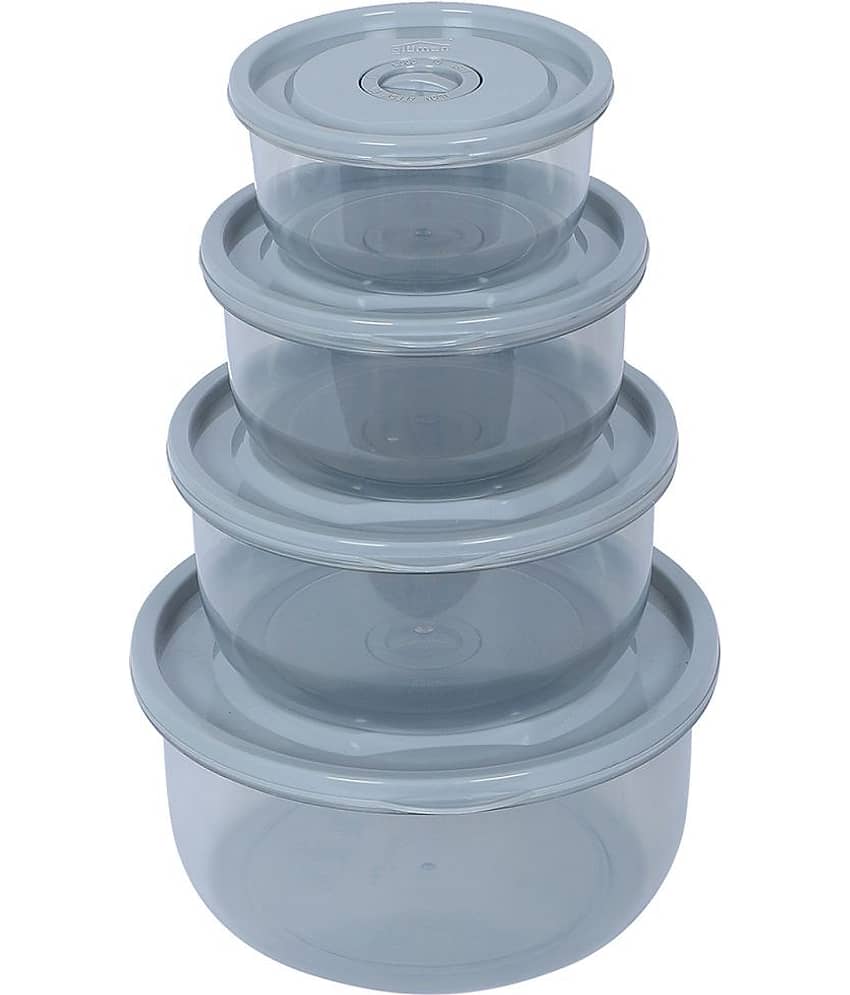 Gluman Microvent Polyproplene Purple Food Container ( Set of 4 )