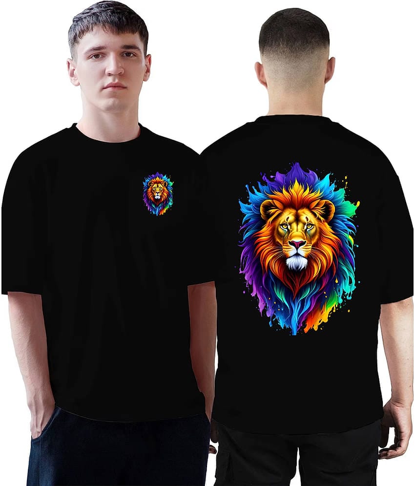 VEE SAA Cotton Regular Fit Printed Half Sleeves Men's Round T-Shirt - Black ( Pack of 1 )