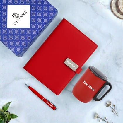 Personalized Coffee Mug Set with Diary and Pen for Everyday Use