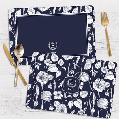 Ink Botanica Placemat-Ink Botanica Navy / Flexible PVC Mats / 1. All-Over Print