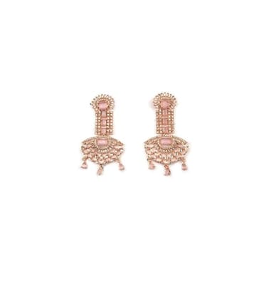 Generic Women's Brass Silver Plated Drop Earrings (Pink)-PID66262 Generic Women's Brass Silver Plated Drop Earrings (Pink)-PID66262