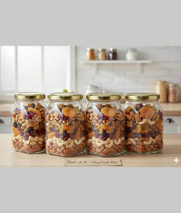 AFAST Food Storage Jar Glass Transparent Food Container ( Set Of 4 )