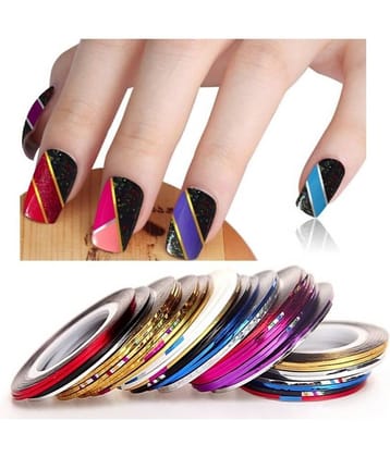 Looks United 20 X Random Color Nail Art Striping Rolls Tape Nail Sticker Nail Tip Decoration (Pack Of 20)