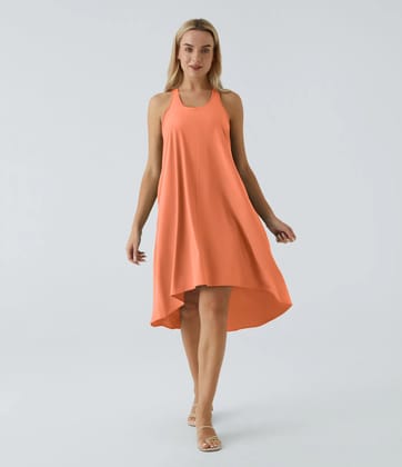 Side Pocket High Low Flowy Midi (Without Built in Bra)-S / Orange