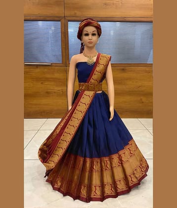 Trijal Fab Jacquard Lehenga Choli Set For Girls ( Pack of 1 , Blue )