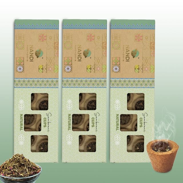 Nandi Panchgavya 100 Percent Cow Dung Havan Cups (36 Pcs)