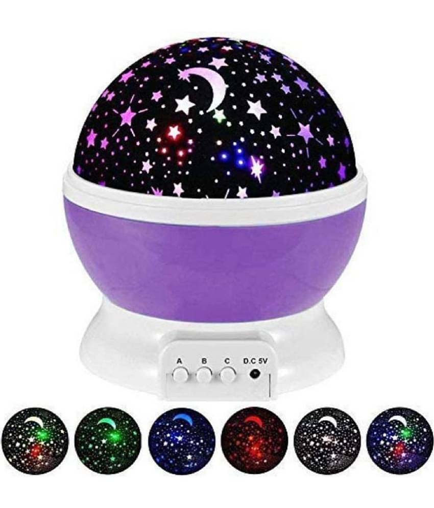 Expert Star Master Colorful LED 360 Degree Rotating Moon Light Projector Night Lamp with USB Cable Kids Room Night Bulb - Pack of 1