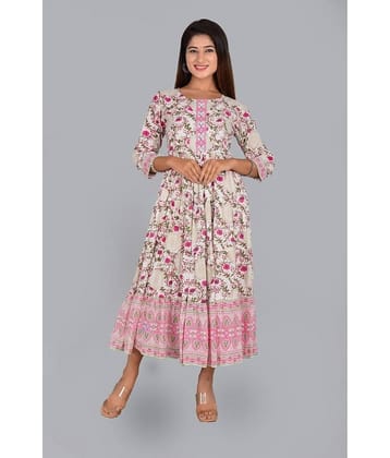 NUPITAL Rayon Printed Anarkali Women's Kurti - Pink ( Pack of 1 )