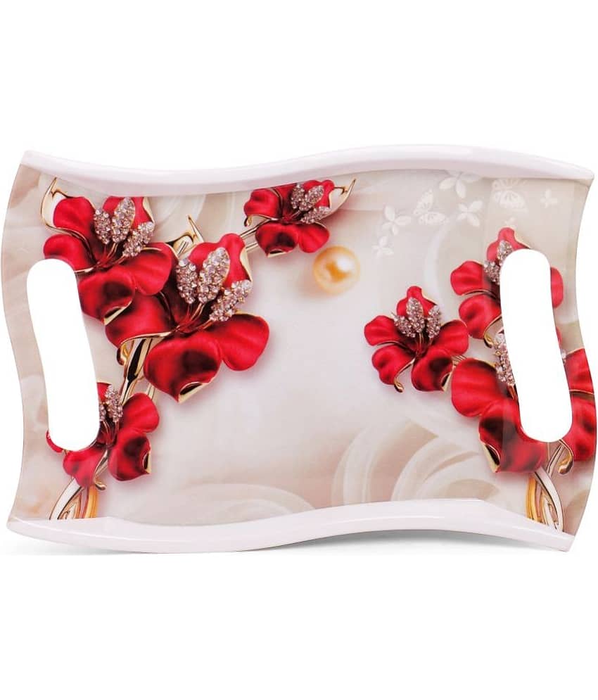HomePro - Rose Petals Design Tray Multicolor Serving Tray ( Set of 1 )