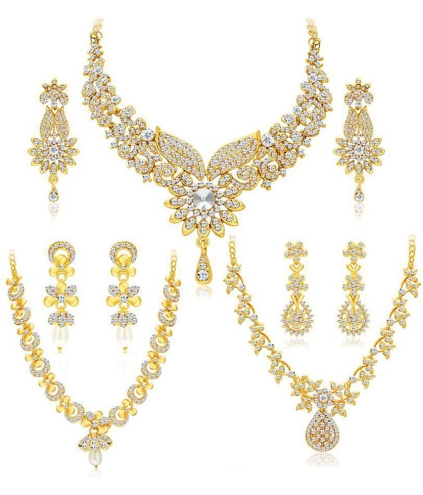 Sukkhi Alloy Golden Collar Traditional 18kt Gold Plated Necklace set Combo