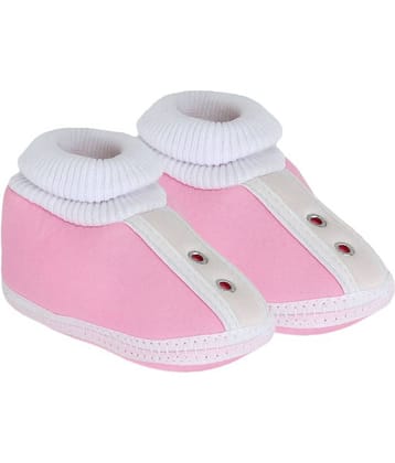 Neska Moda Baby Unisex Studd Baby Pink Booties/Shoes For 0 To 12 Months Infants-SK180