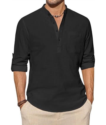 Vida Loca Black Cotton Blend Men's Shirt Style Kurta ( Pack of 1 )