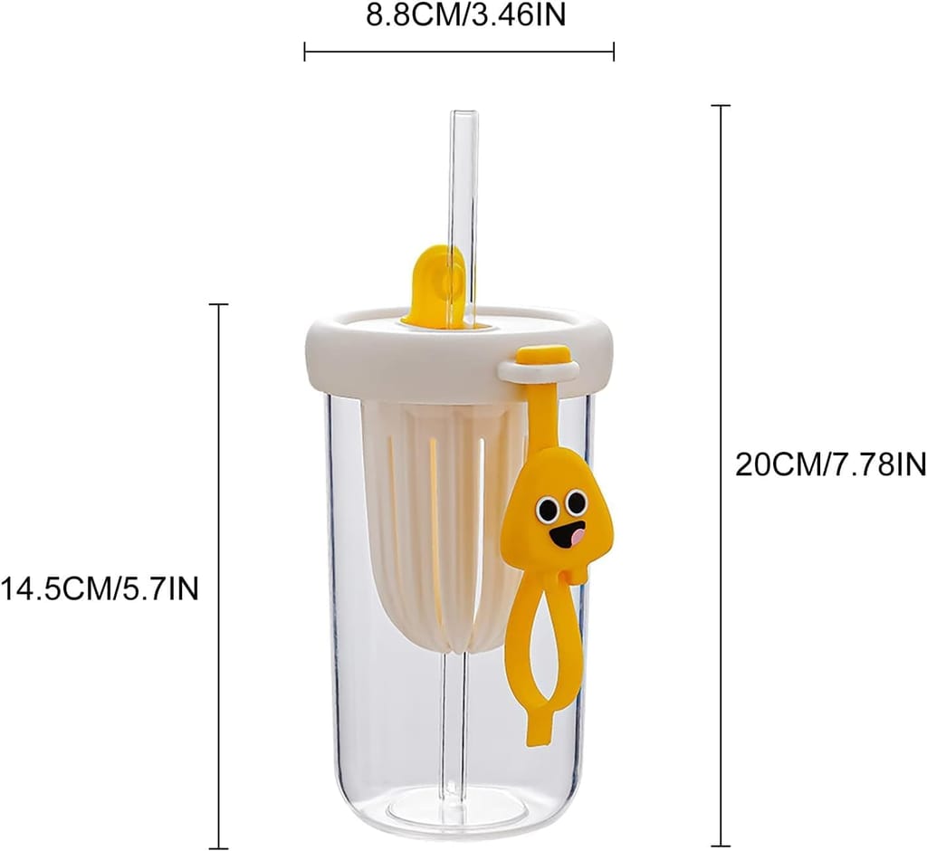 Straw glass Bottle with Handle Filter Design 400ml