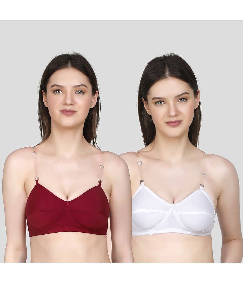 TCG Pack of 2 Cotton Blend Non Padded Women's Everyday Bra ( White )