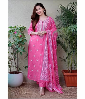 Royal Export Viscose Embroidered Kurti With Pants Women's Stitched Salwar Suit - Blue ( Pack of 1 )