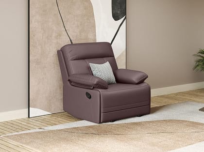 Indus Manual 1-Seater Leather Recliner Sofa (1-Year Warranty, Burgandy)