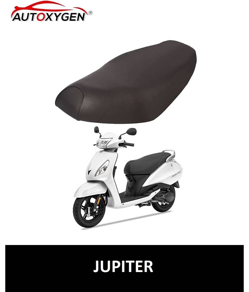 Autoxygen Scooter/Scooty Removable & Washable PU Leather Waterproof Seat Cover Accessories For TVS Jupiter (Black)