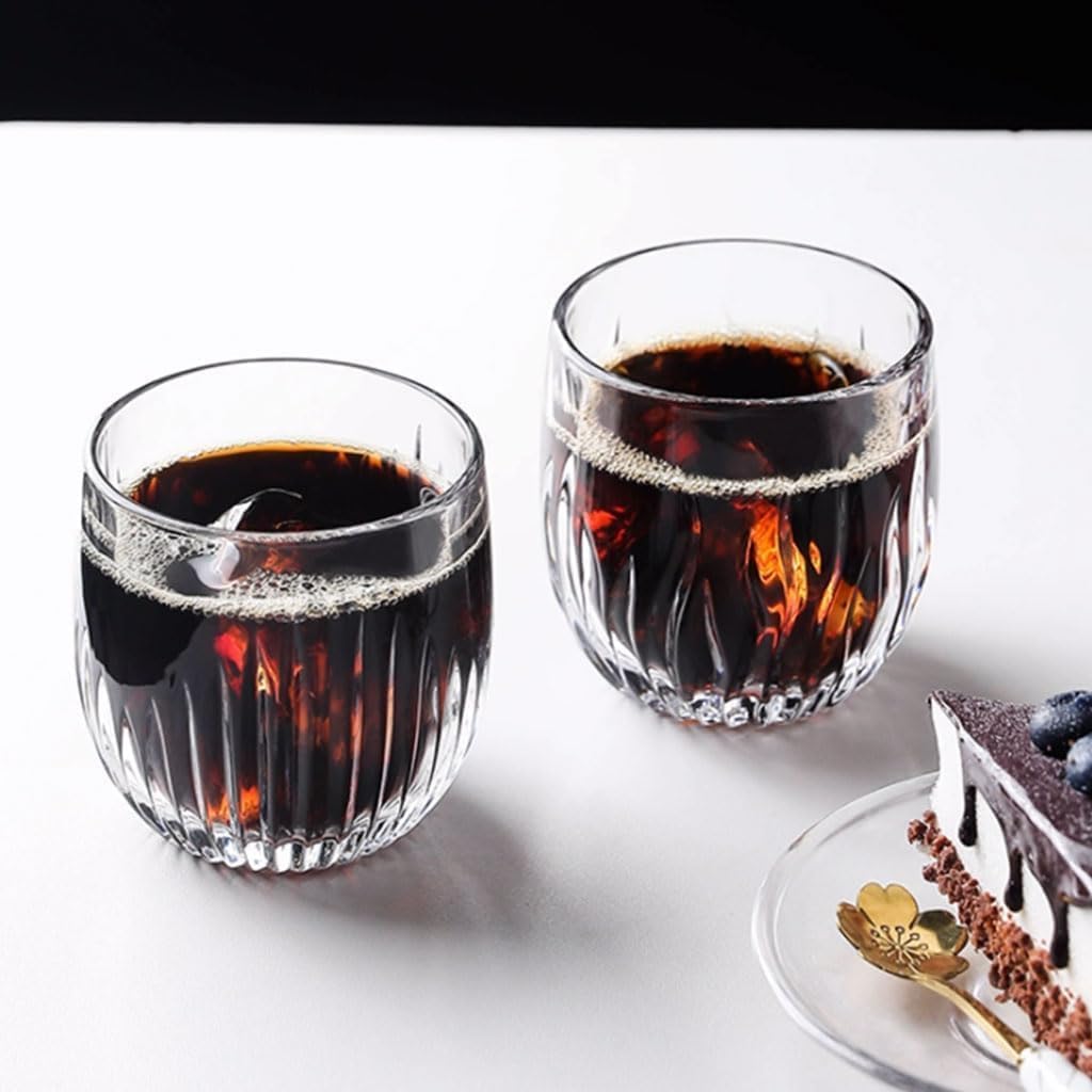 Crystal Clear Glass Whiskey Glasses Cocktail Glass, Stemless Wine Glass for Red and White Wine (280ML)