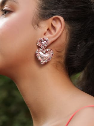 Sweetheart Sparkle Earrings - Pink
