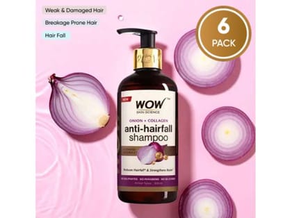 WOW Onion Hairfall Control Shampoo With Collagen - 300 ml - Pack of 6