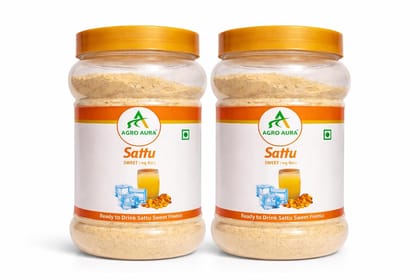 AGRO AURA Sattu Sweet Premix Ready to Drink High Protein and Fibre Naturally Energizing Energy Booster Pack of 2 x 500g