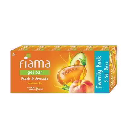 Fiama Gel Bar Peach and Avocado, with skin conditioners for moisturized skin 125g soap (Pack of 6)