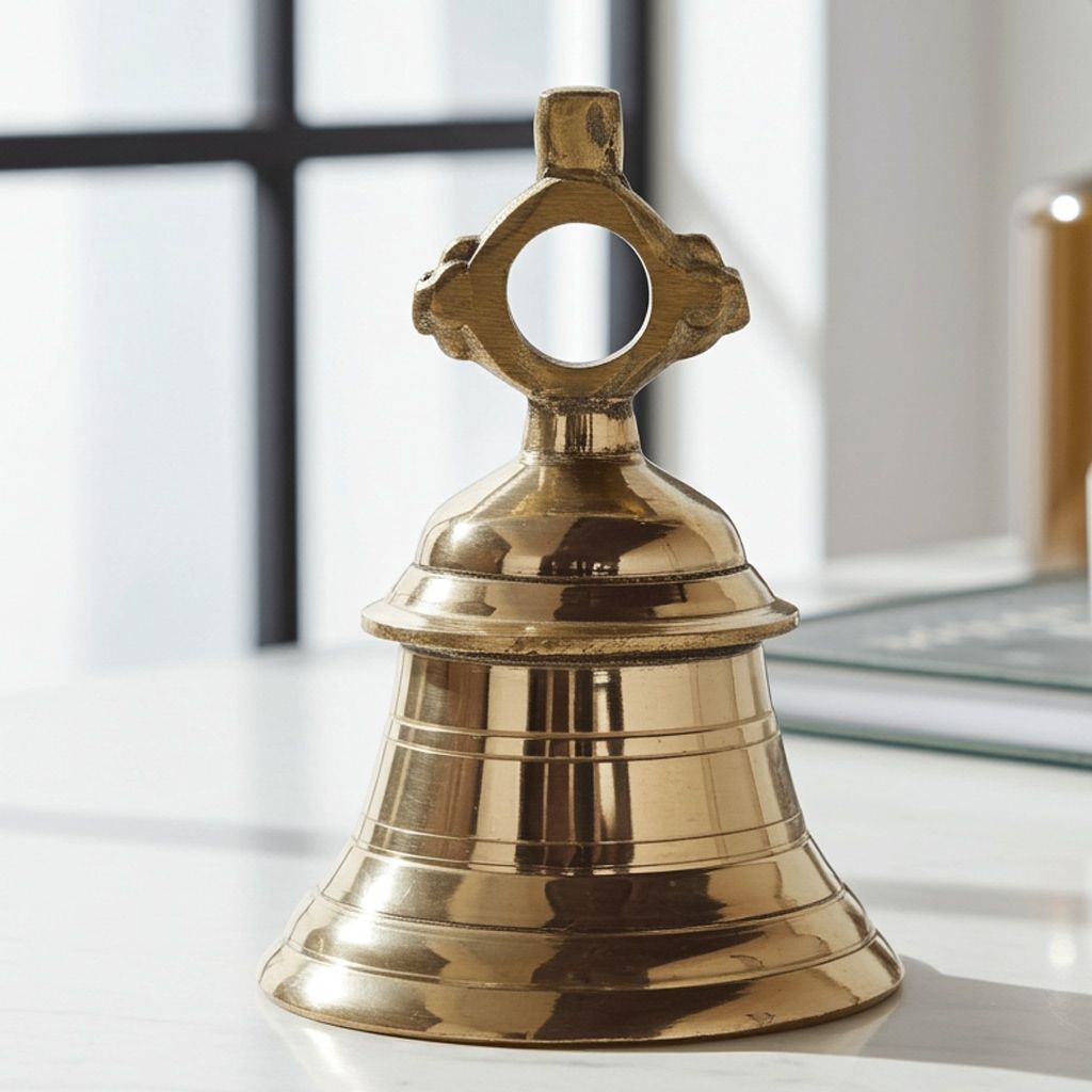 Brass Temple Hanging Ghanta, Hanging Bell, Ghanta 1.25 KG - Antique Brass Temple Bell for Mandir Decor (ZMAS493 D)