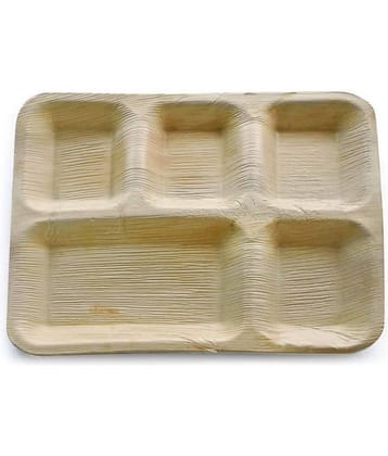 Agri Club Areca Leaves 10x12 Inch 5 Partstion Disposable Plate (Set of 25)