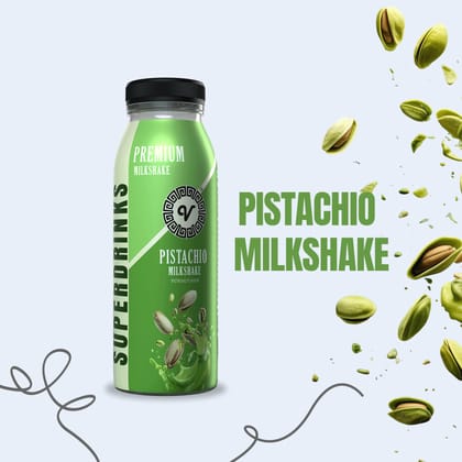SUPERDRINKS Pistachio Milkshake | 180ml | Thick Milkshake | Pista Milkshake | Ready to Drink (Pack of 4)