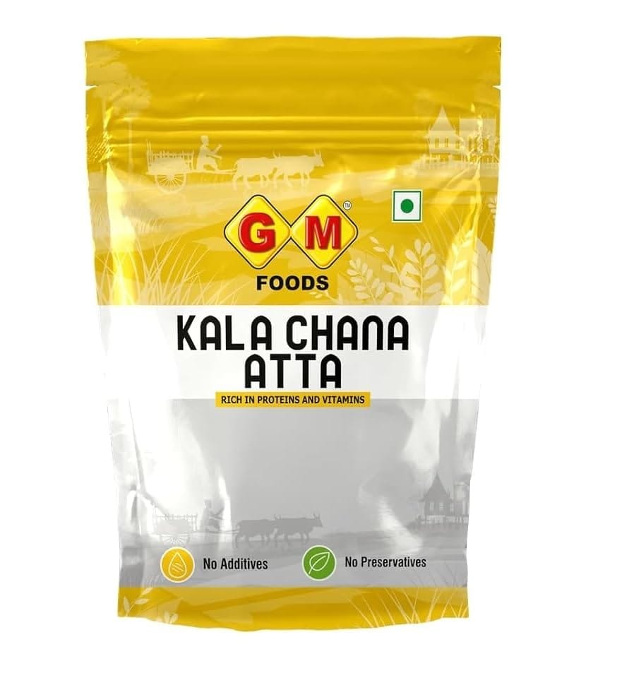 GM Foods Kala Chana Atta 500g (Pack of 3) | Black Chickpea Flour | High Protein, Fiber & Iron | Ideal for Chilla, Roti, Paratha | Natural & Diabetic-Friendly Flour | For Cooking & Bakeing | No Preservatives