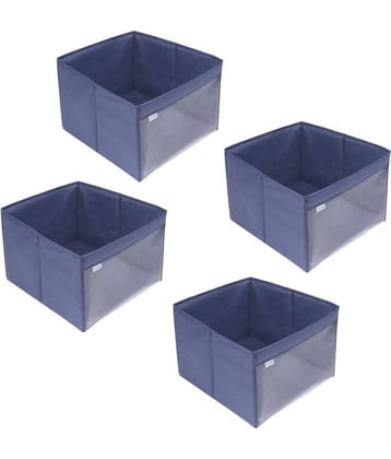 PrettyKrafts Storage Box Organizer, Toys Storage for kids, cloth organizer with front transparent_NavyBlue_4