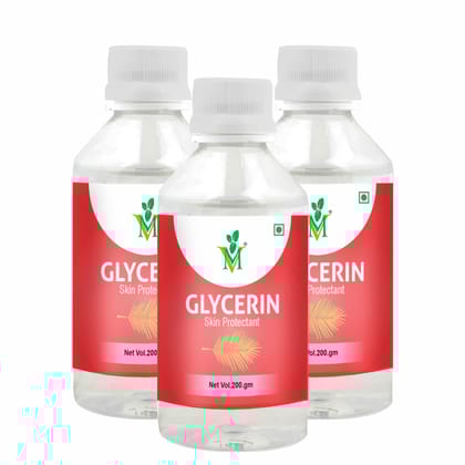 Mint Veda 100% Organic and Pure Vegetable Glycerine for Silky Smoot Skin, Unscented High Grade Edible Glycerine Liquid for Face, Beauty Pack of 3