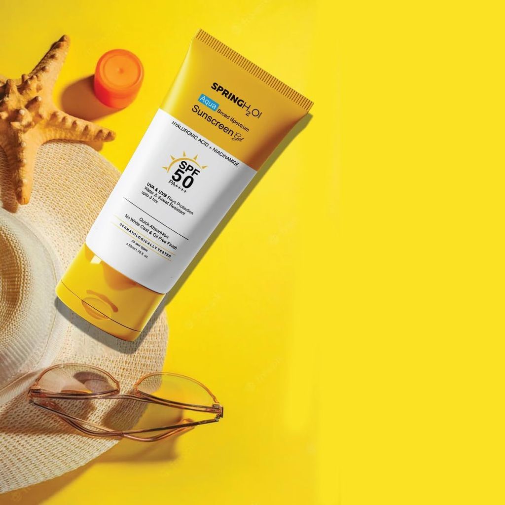 Spring H2O Aqua Sunscreen Gel, Spf 50 Pa+++,Hyaluronic Acid + Niacinamide, Uva & Uvb Protection, 50Ml