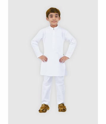 Oryza Creation Boys Cotton Blend Off White Kurta Pyjama Set ( Pack of 1 )